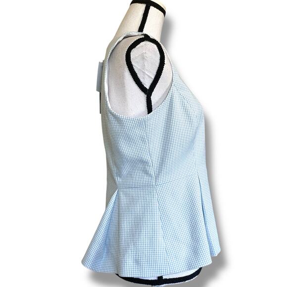 Antonio Melani Gingham Top Sleeveless Peplum Sz 10 White Blue Born on Fifth NWT - Picture 11 of 15